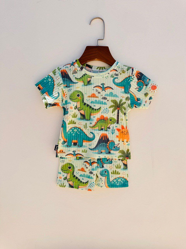 خرید ست تابستانی راحتی دایناسور | پارچه ریلی با کیفیت | 1 تا 6 سال | فروشگاه پوشاک بیبی ست