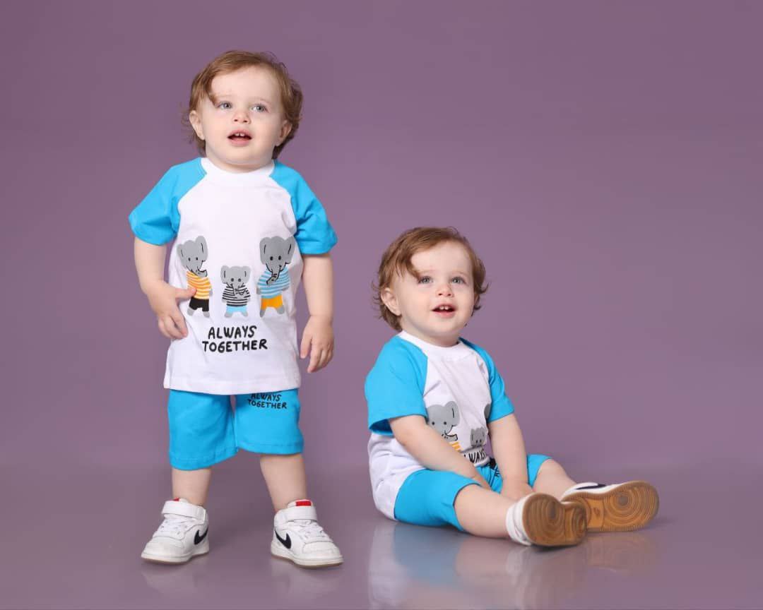 خرید ست تیشرت و شلوارک نخی نوزادی چاپ فیل | مناسب ۳ تا ۱۸ ماه | پارچه نرم و لطیف | بیبی ست