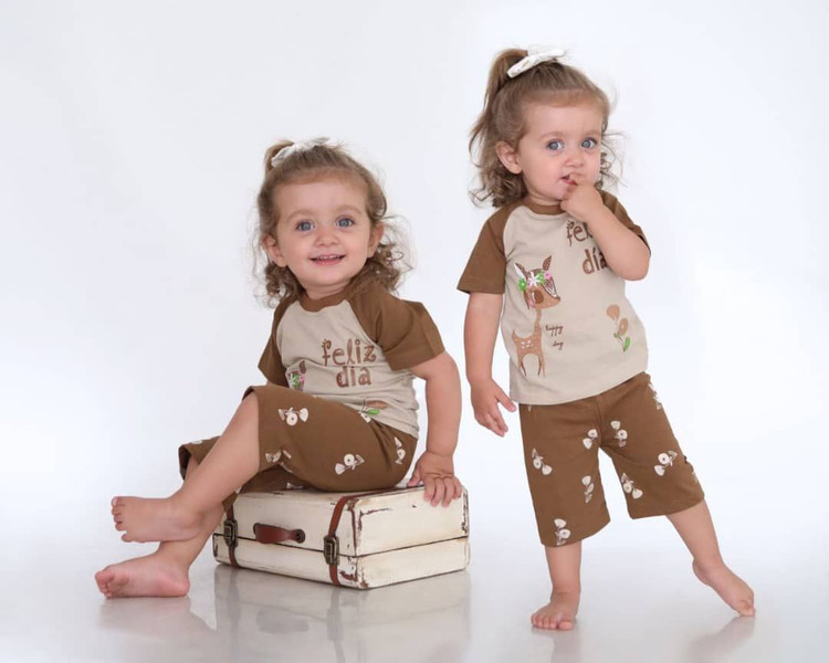 خرید ست تیشرت و شلوارک نخی نوزادی چاپ آهو | مناسب ۳ تا ۱۸ ماه | پارچه نرم و لطیف | بیبی ست