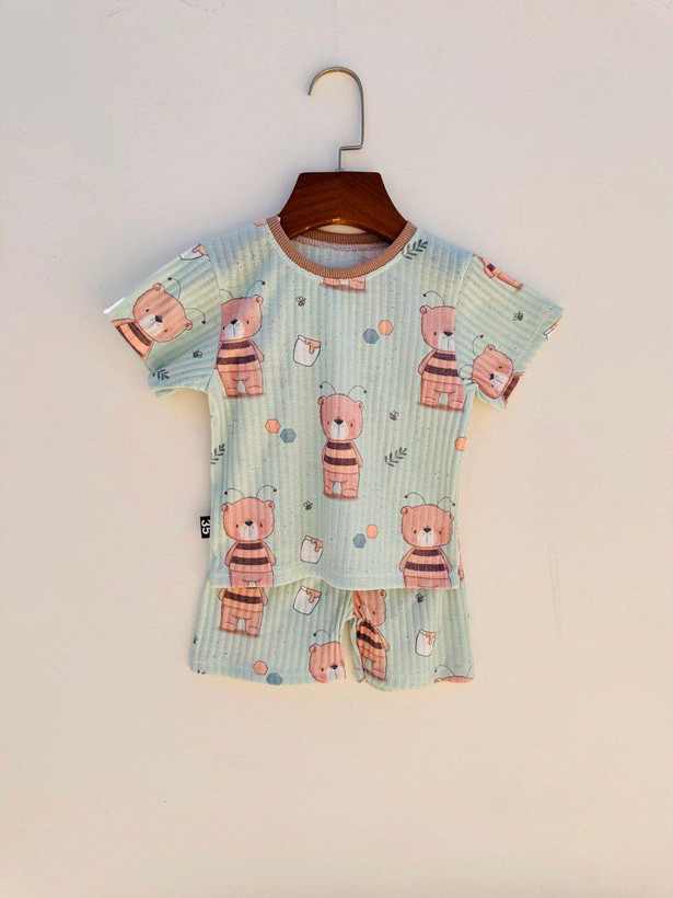 خرید ست لباسراحتی پارچه ریلی طرح بامزی | پارچه ریلی با کیفیت | 1 تا 6 سال | فروشگاه بیبیست