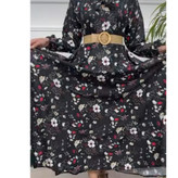 ساحلی گل دار زمینه مشکی گل قرمز