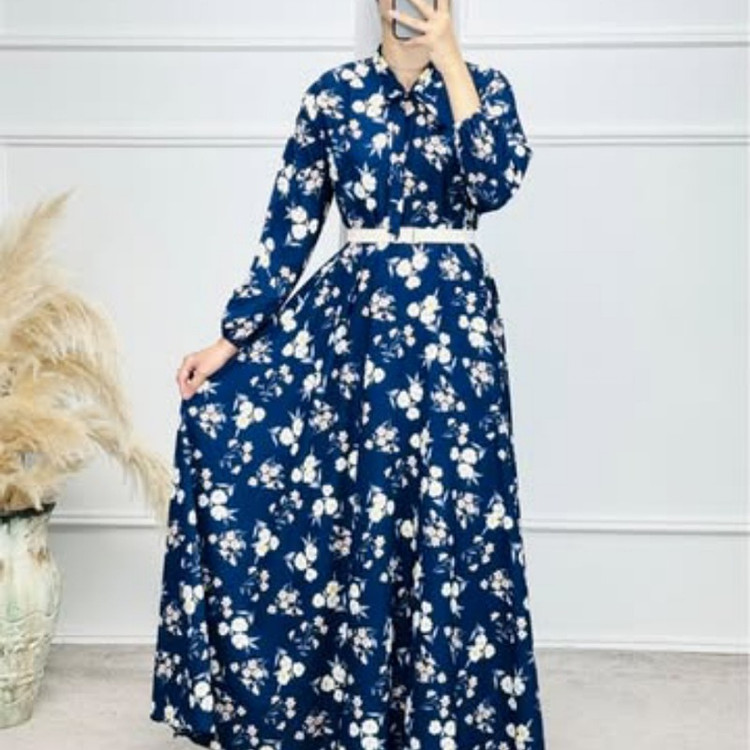 ساحلی گل دار زمینه سورمه ای گل سفید