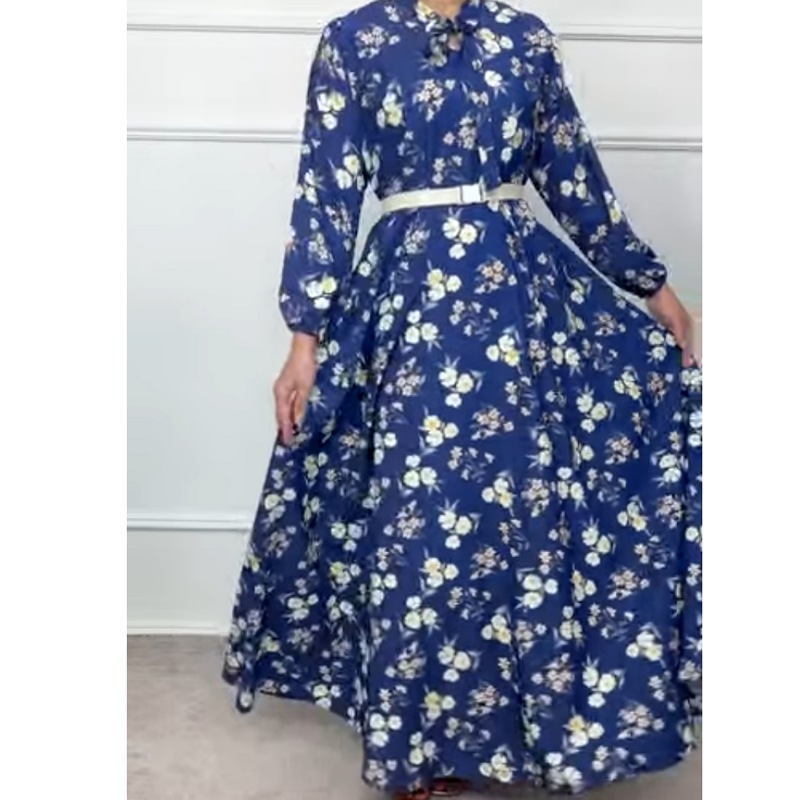 ساحلی گل دار زمینه  سورمه ای