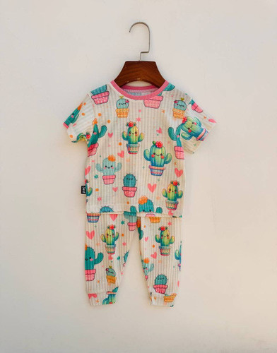 خرید ست تابستانی راحتی کاکتوس | پارچه ریلی با کیفیت | 1 تا 6 سال | فروشگاه پوشاک بیبی ست