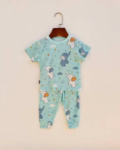 خرید ست لباسراحتی پارچه ریلی طرح فیل | پارچه ریلی با کیفیت | 1 تا 6 سال | فروشگاه بیبیست