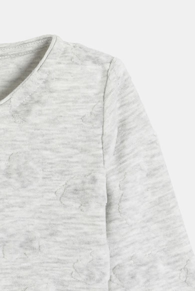 سرهمی نوزادی مخمل Okaidi-Obaibi | طرح برجسته | لباس نوزادی فرانسوی اصل | سایز 3m و 12m