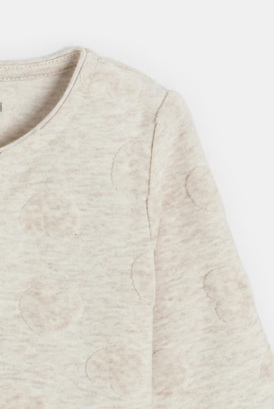 سرهمی نوزادی مخمل Okaidi-Obaibi | طرح برجسته | لباس نوزادی فرانسوی اصل | سایز 3m و 12m