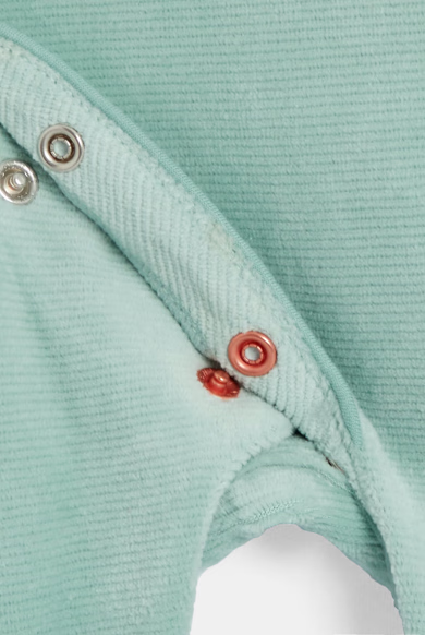 سرهمی نوزادی مخمل Okaidi-Obaibi | سبز سدری | لباس نوزادی فرانسوی اصل | سایز 6m