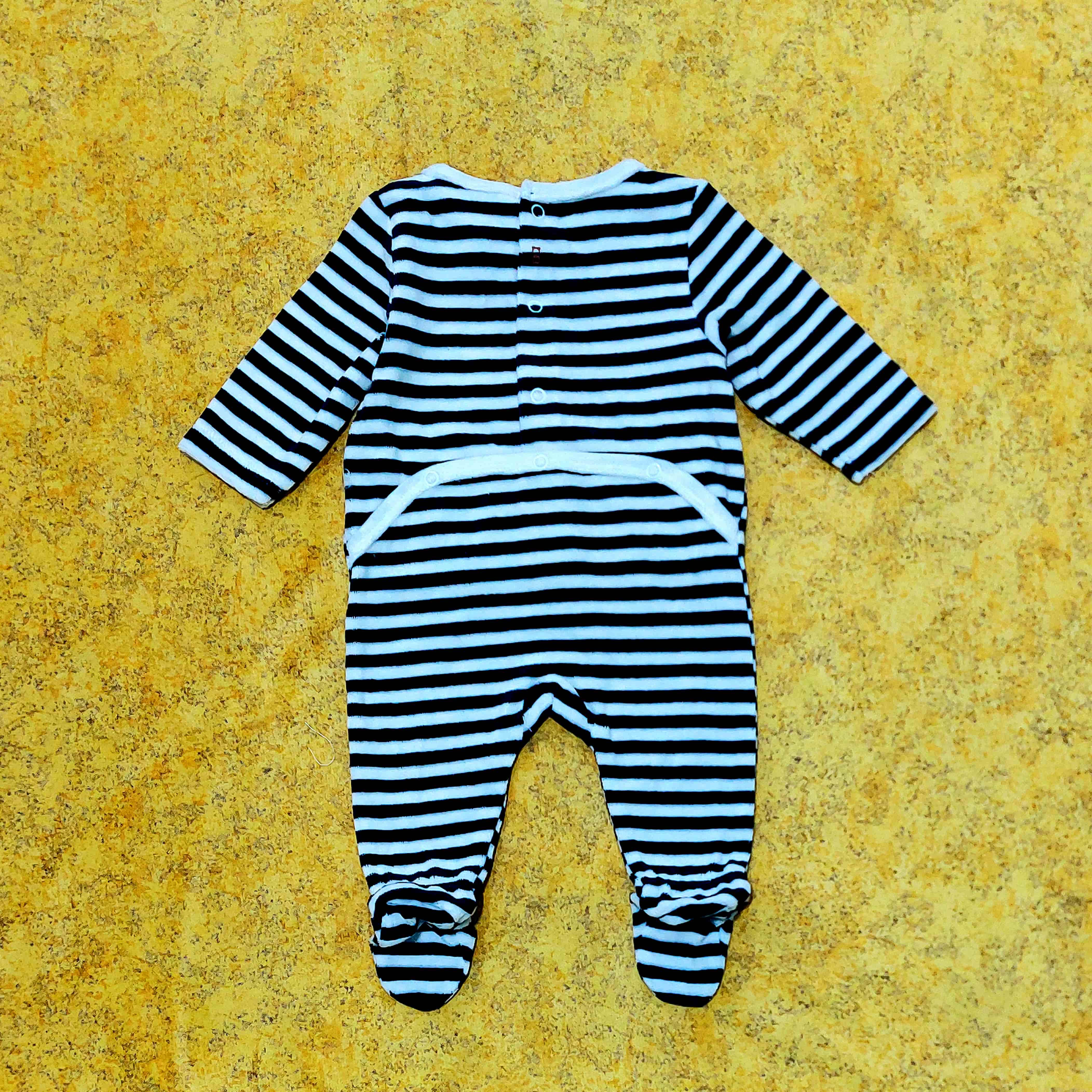 سرهمی نوزادی مخمل Okaidi-Obaibi | طرح راکون | لباس نوزادی فرانسوی اصل | سایز 1m