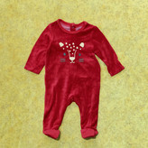 سرهمی نوزادی مخمل Okaidi-Obaibi | طرح پلنگ | لباس نوزادی فرانسوی اصل | سایز 6m