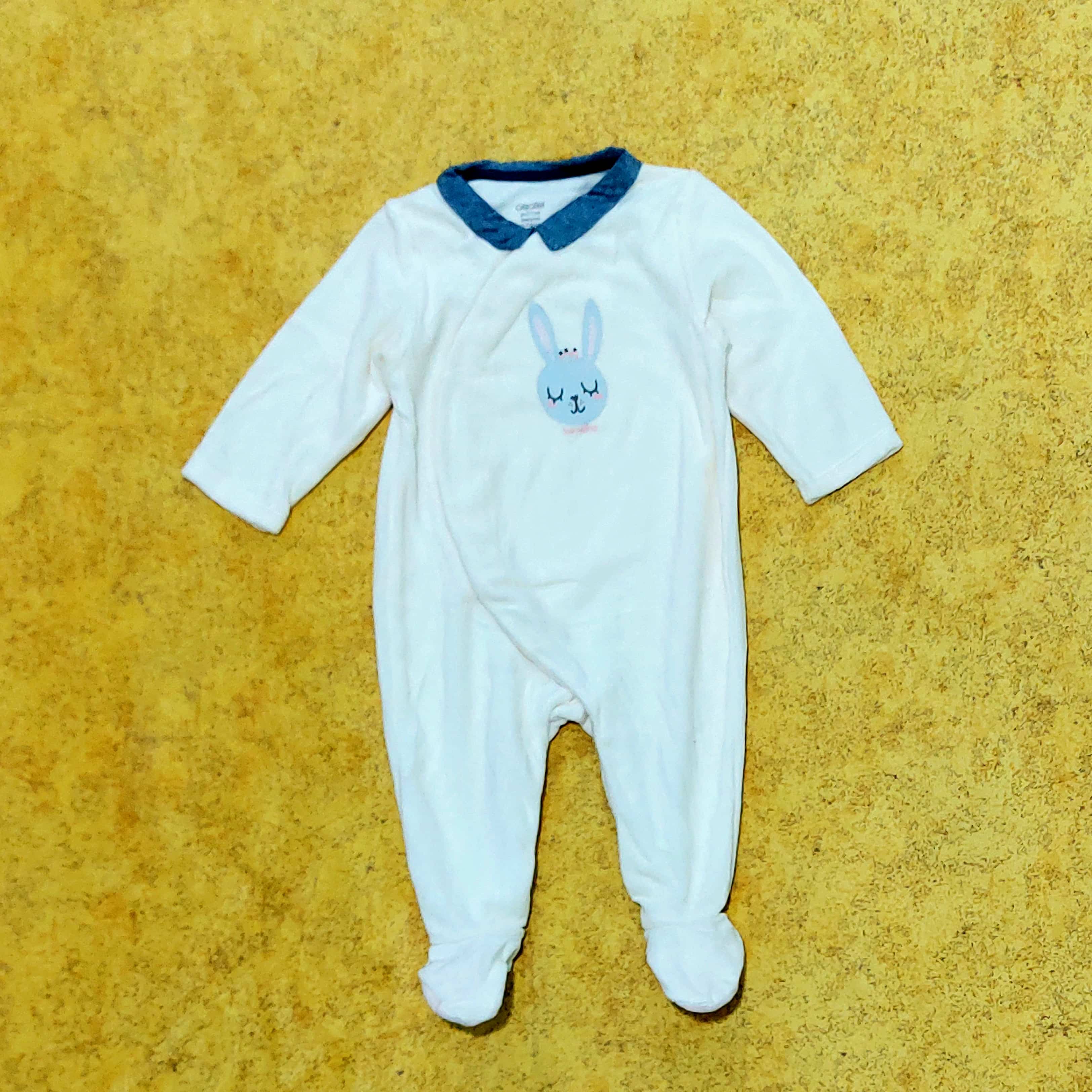 سرهمی نوزادی مخمل Okaidi-Obaibi | طرح خرگوش | لباس نوزادی فرانسوی اصل | سایز 9m