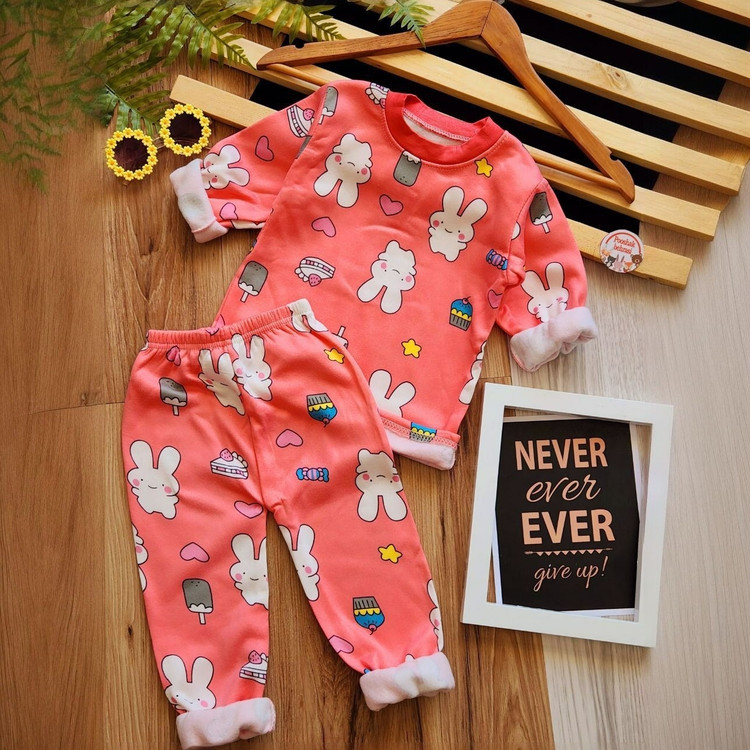 خرید بلوز و شلوار نرمالو | پنبه داخل کرکدار وارداتی گوانگجو | طرح خرگوش مناسب 3 تا 6 سالگی