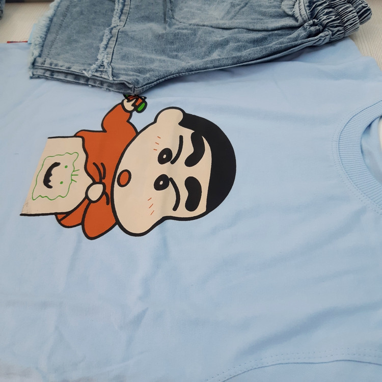 خرید ست پسرانه تیشرت و شلوارک جین | طرح خپلی | تیشرت پنبه و شلوارک جین | سایز 35 و 40