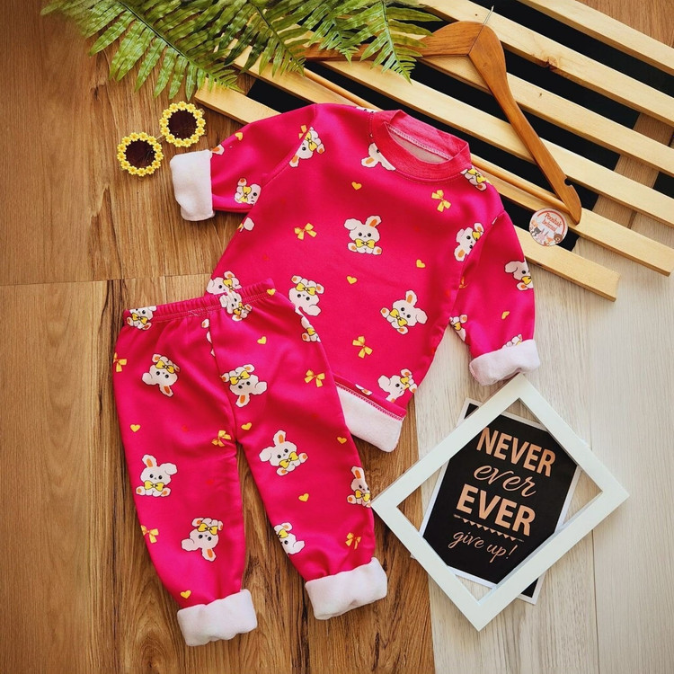 خرید بلوز و شلوار نرمالو | پنبه داخل کرکدار وارداتی گوانگجو | طرح خرگوش مناسب 3 تا 6 سالگی