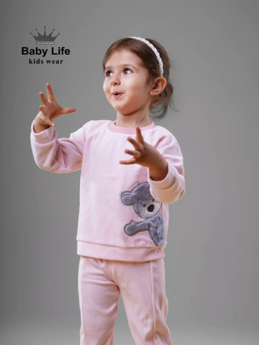 خرید ست بلوز و شلوار مخمل خرس | ست نوزادی 12 ماه تا 3 سال | رنگبندی متنوع | نرم و لطیف