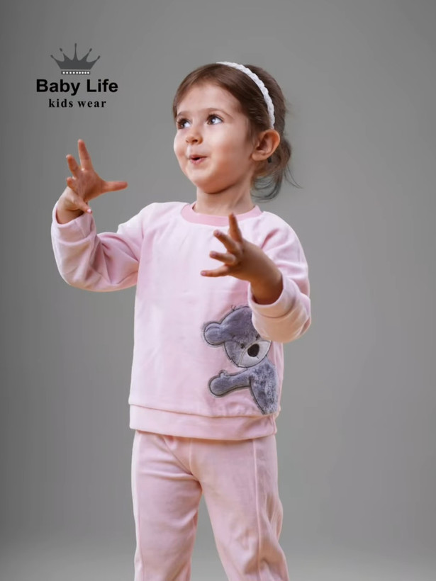 خرید ست بلوز و شلوار مخمل خرس | ست نوزادی 12 ماه تا 3 سال | رنگبندی متنوع | نرم و لطیف