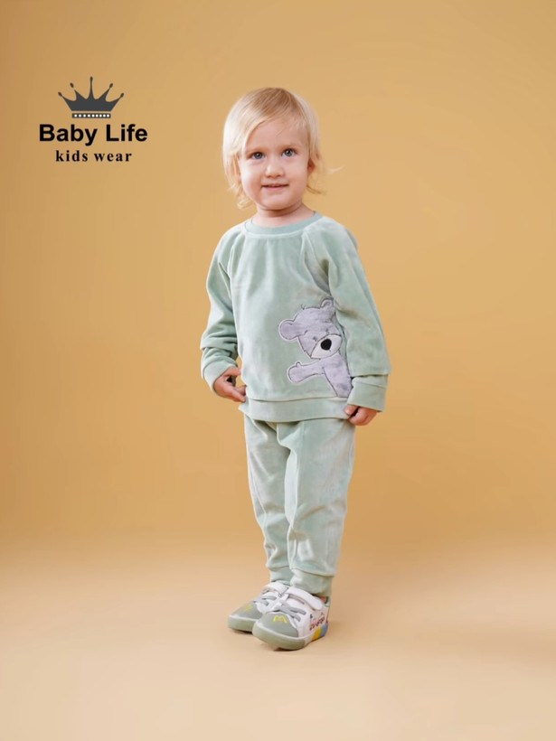 خرید ست بلوز و شلوار مخمل خرس | ست نوزادی 12 ماه تا 3 سال | رنگبندی متنوع | نرم و لطیف