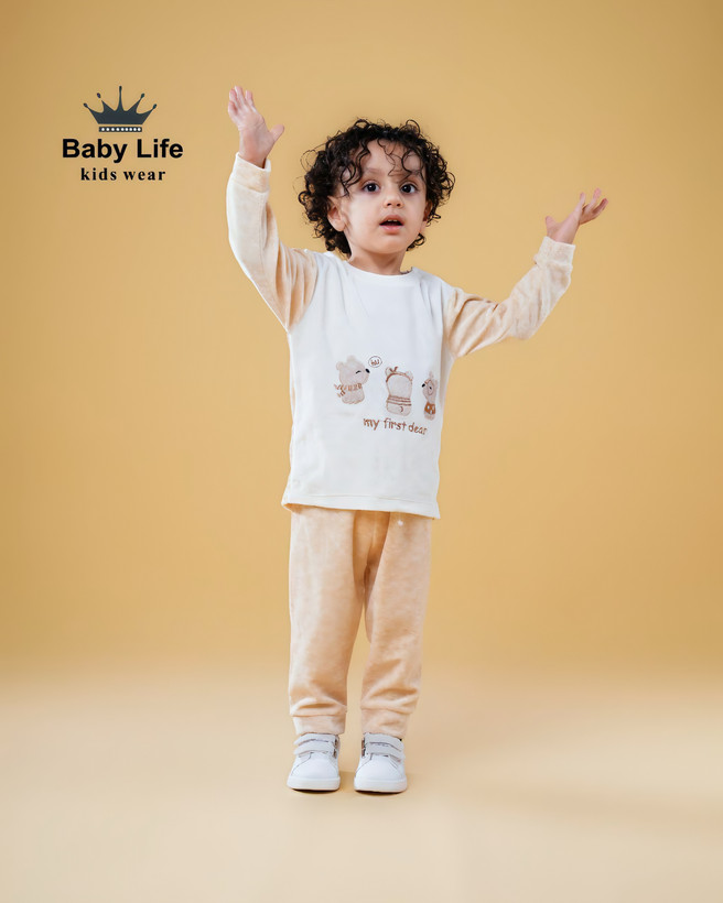 خرید ست بلوز و شلوار مخمل سه کله خرس | ست نوزادی 1 تا 3 سال | رنگبندی متنوع | نرم و لطیف