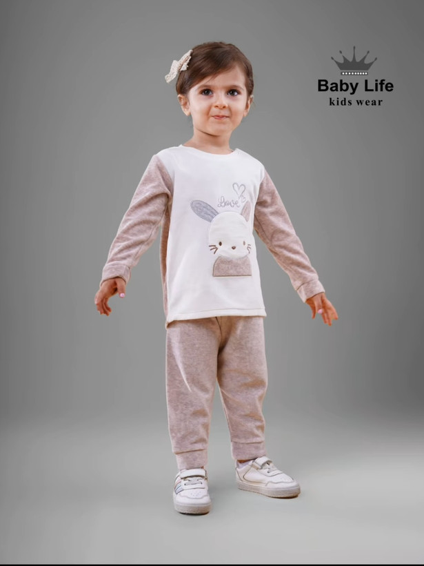 خرید ست بلوز و شلوار مخمل خرگوش | ست نوزادی 1 تا 3 سال | رنگبندی متنوع | نرم و لطیف