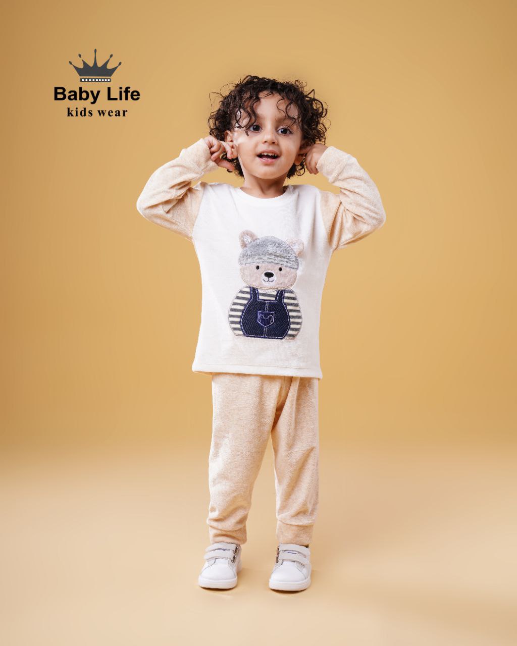 خرید ست بلوز و شلوار مخمل خرس کلاهدار | ست نوزادی 1 تا 3 سال | رنگبندی متنوع | نرم و لطیف