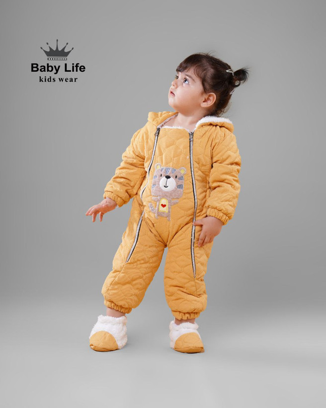 خرید سرهمی کاپشنی دو زیپ خزدار نوزاد تا دوسال | رنگبندی (سفید، طوسی، قرمز، خردلی، قهوهای)