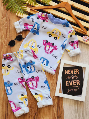 خرید بلوز و شلوار نرمالو | پنبه داخل کرکدار وارداتی گوانگجو | طرح ماشین مناسب 3 تا 6 سالگی