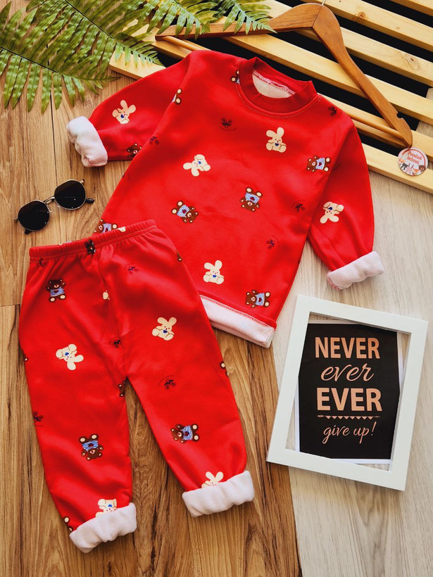 خرید بلوز و شلوار نرمالو | پنبه داخل کرکدار وارداتی گوانگجو | طرح عروسکی مناسب 3 تا 6 سالگی