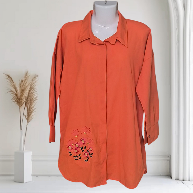 شومیز لنین خارجی آبشور شده نارنجی