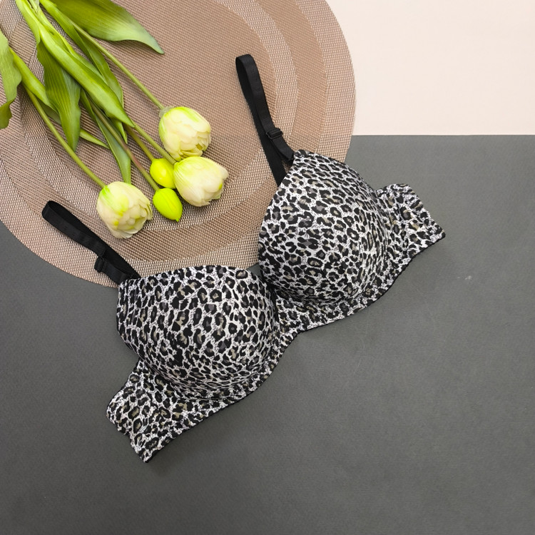 سوتین جک دار پلنگی طوسی مشکی