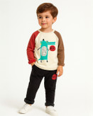 خرید بلوز و شلوار لاینردار پنبه طرح تمساح سایزبندی 90 تا 130 مناسب کودکان سنین 1 تا 5 سال