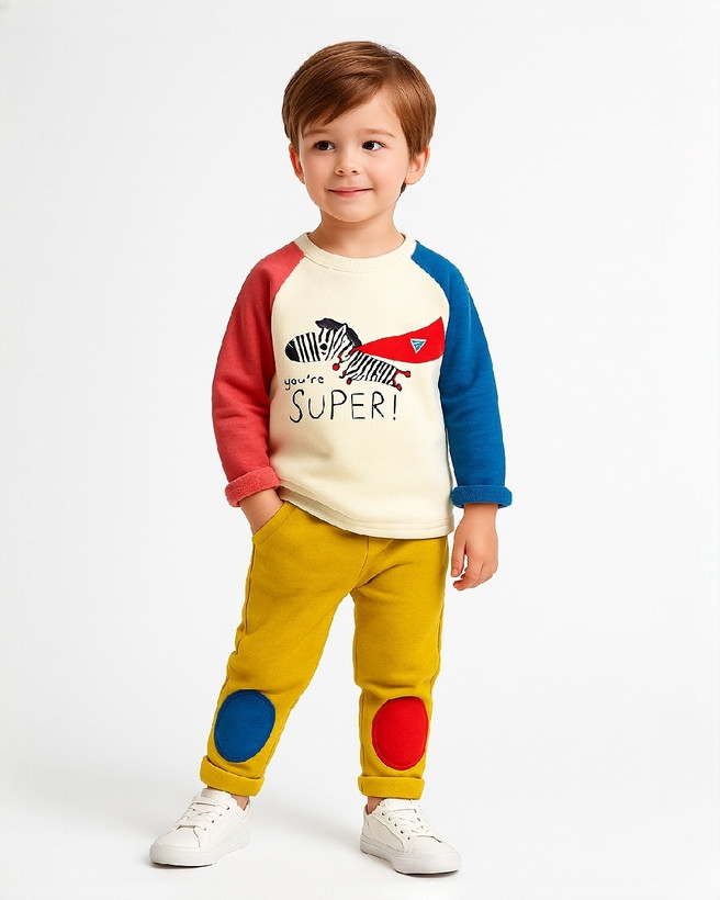 خرید بلوز و شلوار لاینردار پنبه طرح گورخر سایزبندی 90 و 100 مناسب کودکان سنین 1 تا 3 سالگی