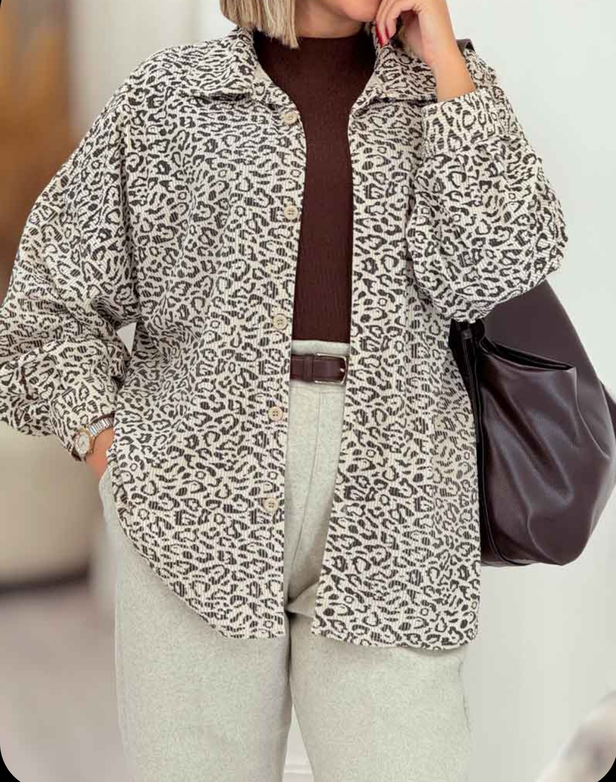 شومیز پلنگی کبریتی سفید