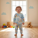 خرید ست لباس راحتی بچگانه آستین بلند با چاپ موش و چتر سایز 35 تا 50 مناسب 1تا 6 سال