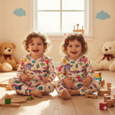 خرید ست لباس راحتی بچگانه آستین بلند با چاپ دایناسور رنگی / سایز 35 تا 50 مناسب 1تا 6 سال