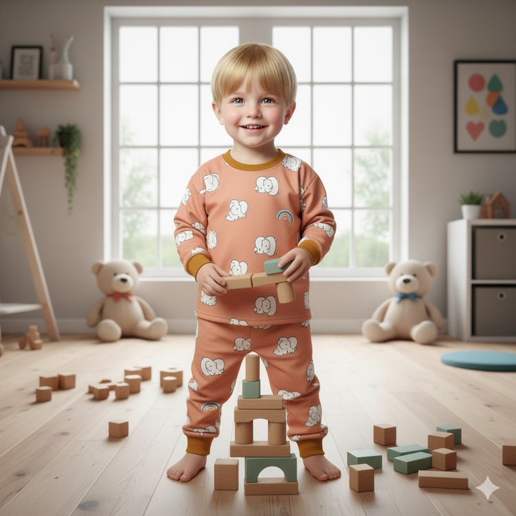 خرید بلوز و شلوار نرمالو | پنبه داخل کرکدار وارداتی گوانگجو | طرح بامبو مناسب 3 تا 6 سالگی