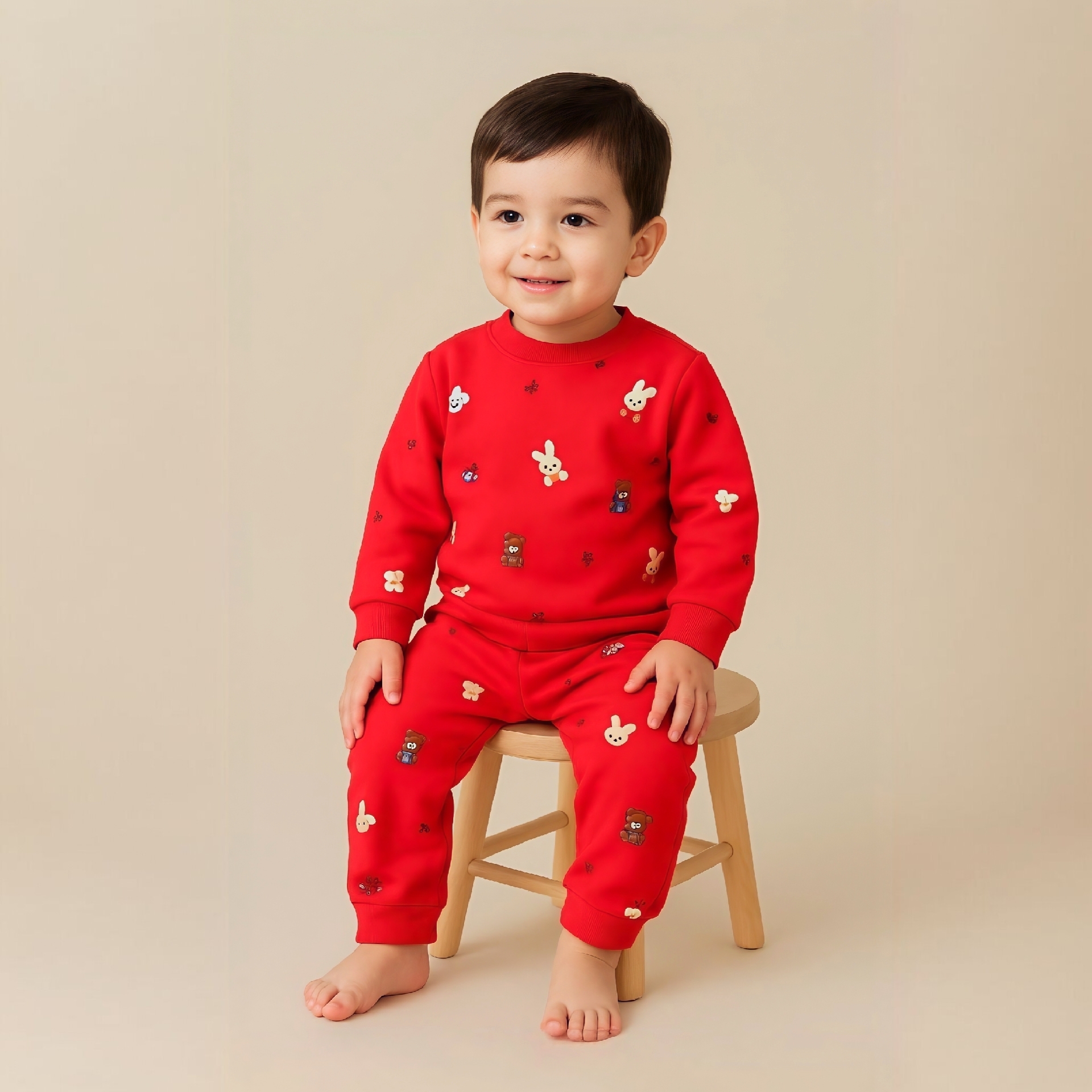 خرید بلوز و شلوار نرمالو | پنبه داخل کرکدار وارداتی گوانگجو | طرح عروسکی مناسب 3 تا 6 سالگی