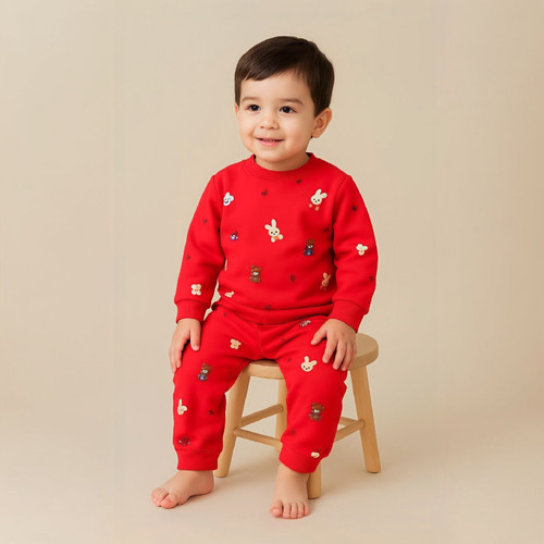 خرید بلوز و شلوار نرمالو | پنبه داخل کرکدار وارداتی گوانگجو | طرح عروسکی مناسب 3 تا 6 سالگی