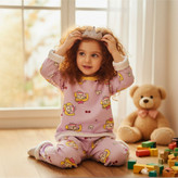 خرید بلوز و شلوار نرمالو | پنبه داخل کرکدار وارداتی گوانگجو | طرح پرنسس صورتی 3 تا 6 سال