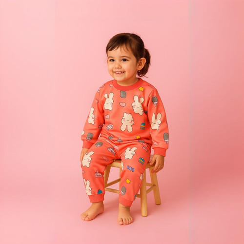 خرید بلوز و شلوار نرمالو | پنبه داخل کرکدار وارداتی گوانگجو | طرح خرگوش مناسب 3 تا 6 سالگی