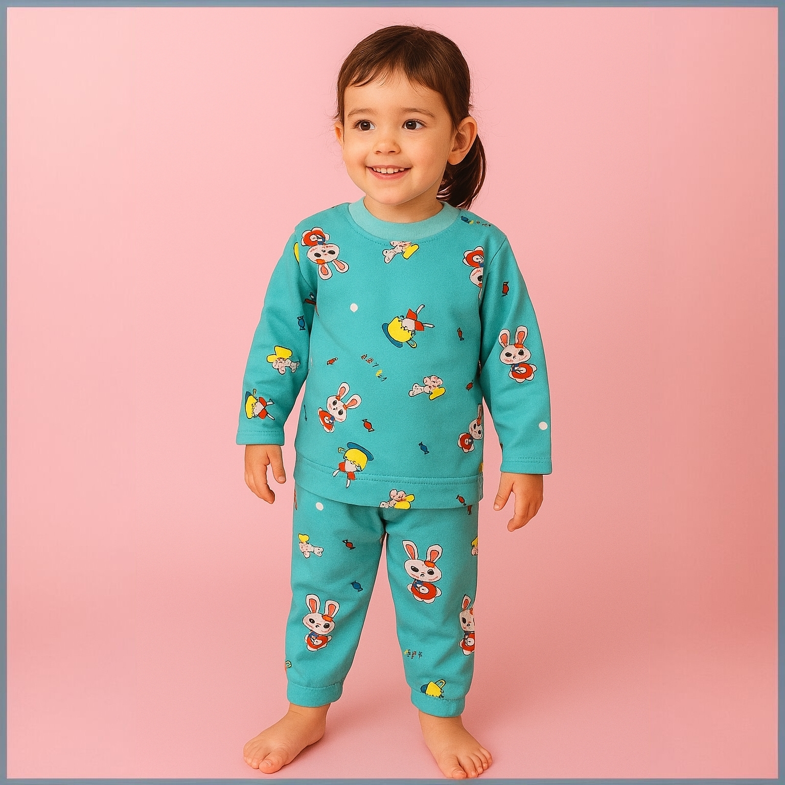 خرید بلوز و شلوار نرمالو | پنبه داخل کرکدار وارداتی گوانگجو | طرح خرگوش مناسب 3 تا 6 سالگی