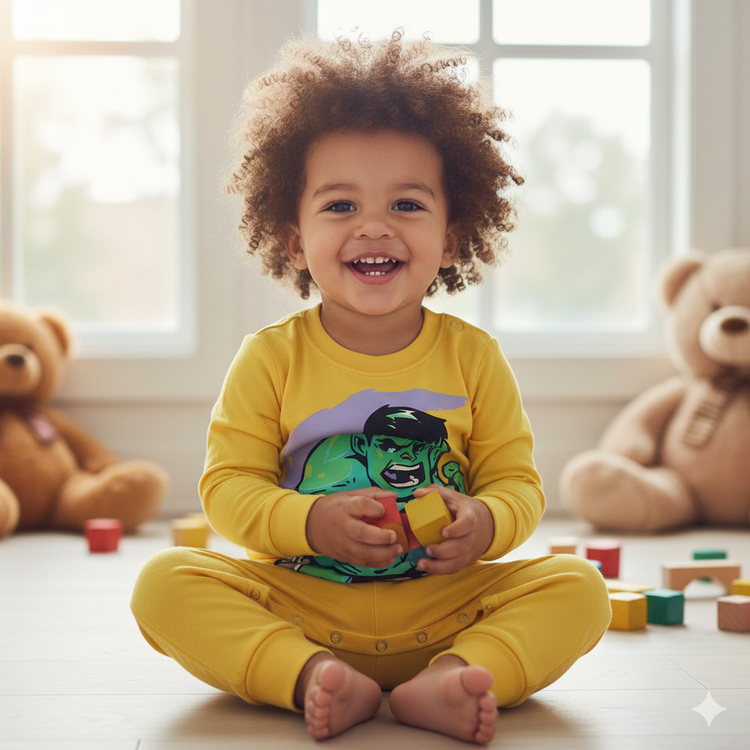 خرید سرهمی دورس پنبه دونخ اسپرت طرح هالک مناسب یک تا 4 سال قواره ریز رنگبندی مطابق تصویر