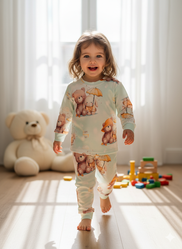 خرید ست لباس راحتی بچگانه آستین بلند با چاپ خرس / سایز 35 تا 50 مناسب 1تا 6 سال