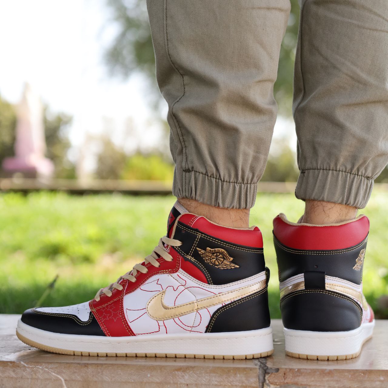 کتونی مردانه نایک ایر جردن 1 مشکی قرمز Air Jordan