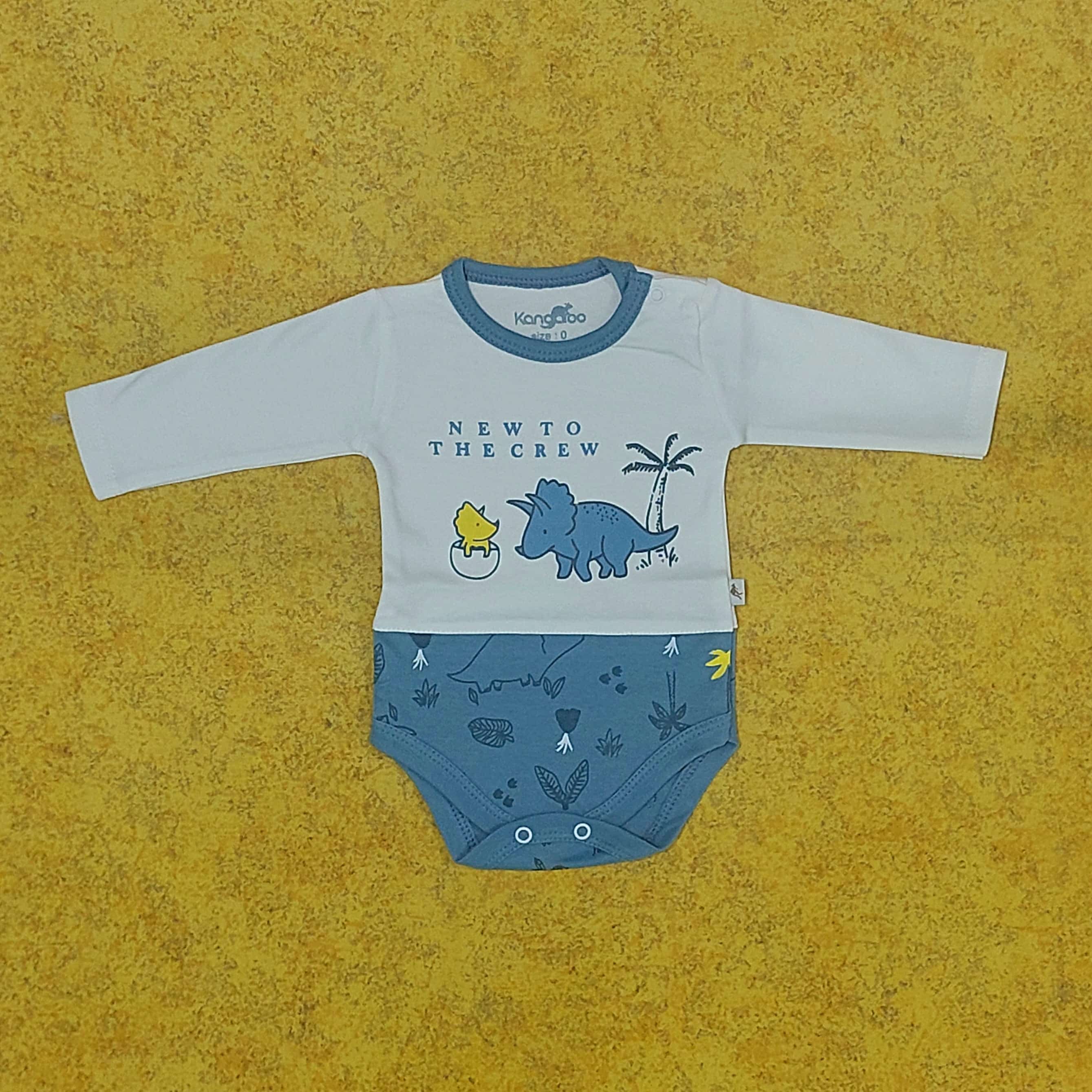 خرید لباس سرویس تکه باز نوزادی پارچه پنبه طرح دایناسور | لباس نوزاد از بدو تولد تا 1 سال