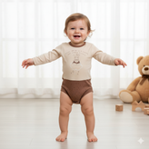 خرید لباس سرویس تکه باز نوزادی پارچه پنبه طرح پو | لباس نوزاد از بدو تولد تا ۱ سال