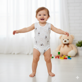 خرید لباس سرویس تکه باز نوزادی پارچه پنبه طرح پو | لباس نوزاد از بدو تولد تا ۱ سال