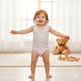 خرید لباس سرویس تکه باز نوزادی دخترانه پنبه طرح گل و پروانه | لباس نوزاد بدو تولد تا ۱ سال