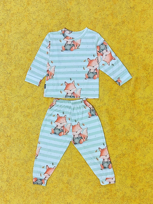 خرید لباس راحتی یونیسکس بچگانه چاپ راه راهی روباه سایزبندی 35 تا 50 مناسب 1 تا 6 سالگی