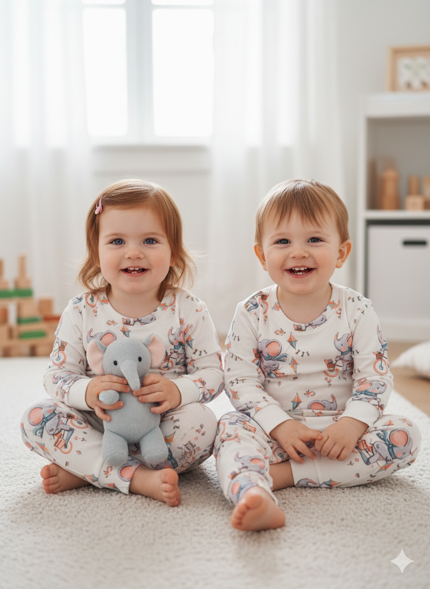 خرید لباس راحتی یونیسکس بچگانه چاپ فیل در سایزبندی 35 تا 50 مناسب برای کودکان 1 تا 6 سالگی