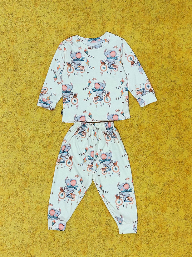 خرید لباس راحتی یونیسکس بچگانه چاپ فیل در سایزبندی 35 تا 50 مناسب برای کودکان 1 تا 6 سالگی